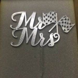 Checkered flag cake topper
